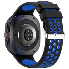 רצועת סיליקון מדגם Holes Silicone Band מבית iBands (צבע Black/Blue) לשעון חכם מדגם Samsung Galaxy Watch Ultra / Watch Ultra 2025 רצועת סיליקון מדגם Holes Silicone Band מבית iBands (צבע Black/Blue) לשעון חכם מדגם Samsung Galaxy Watch Ultra / Watch Ultra 2025